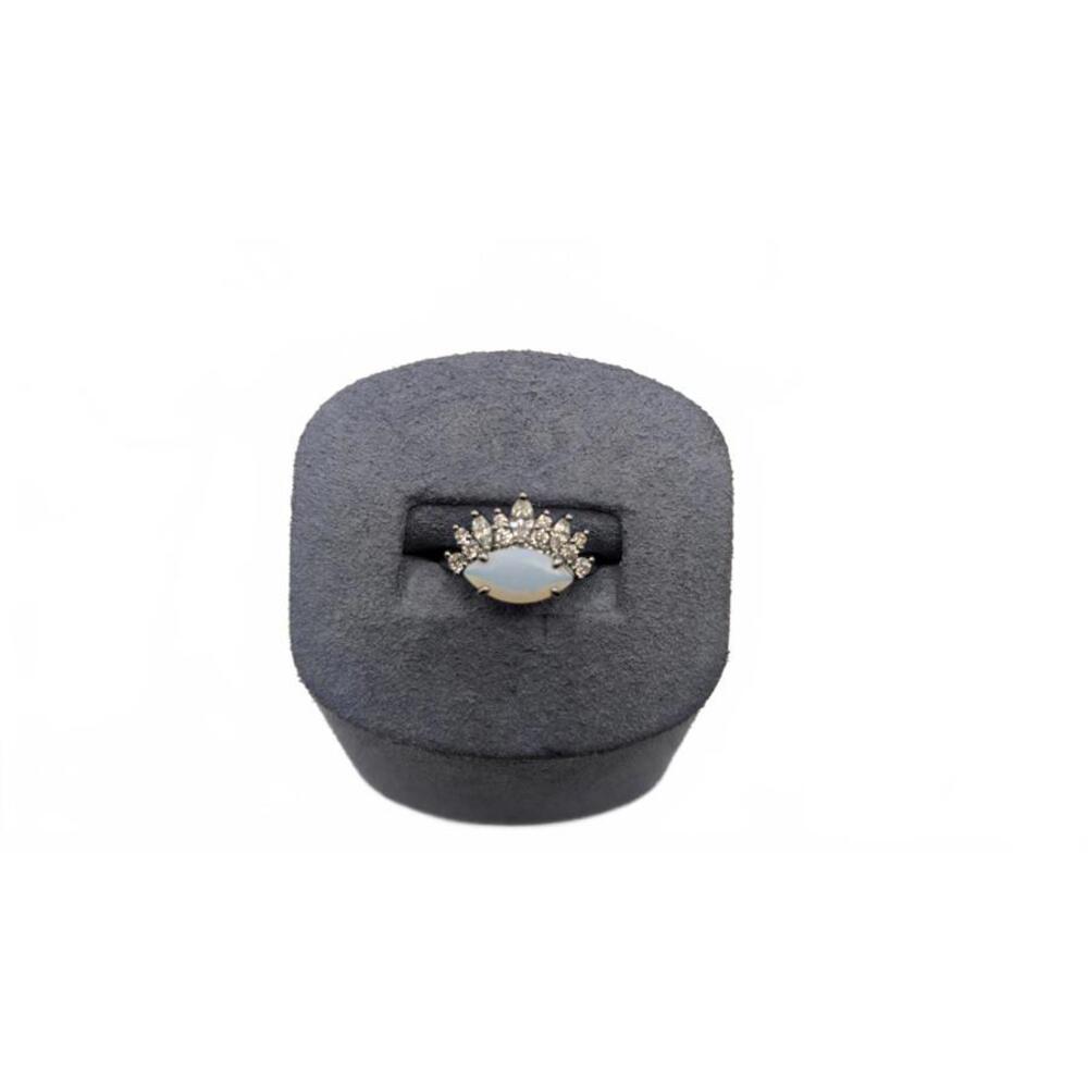 Stunning Silver Opal & CZ Ring - Size 6 - Picture 7 of 7